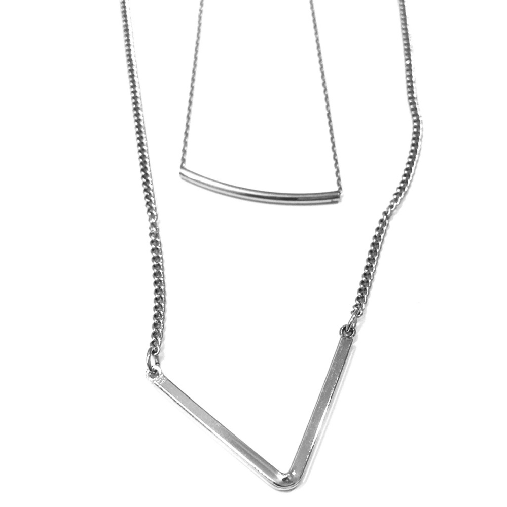 Minimalist silver layered necklace